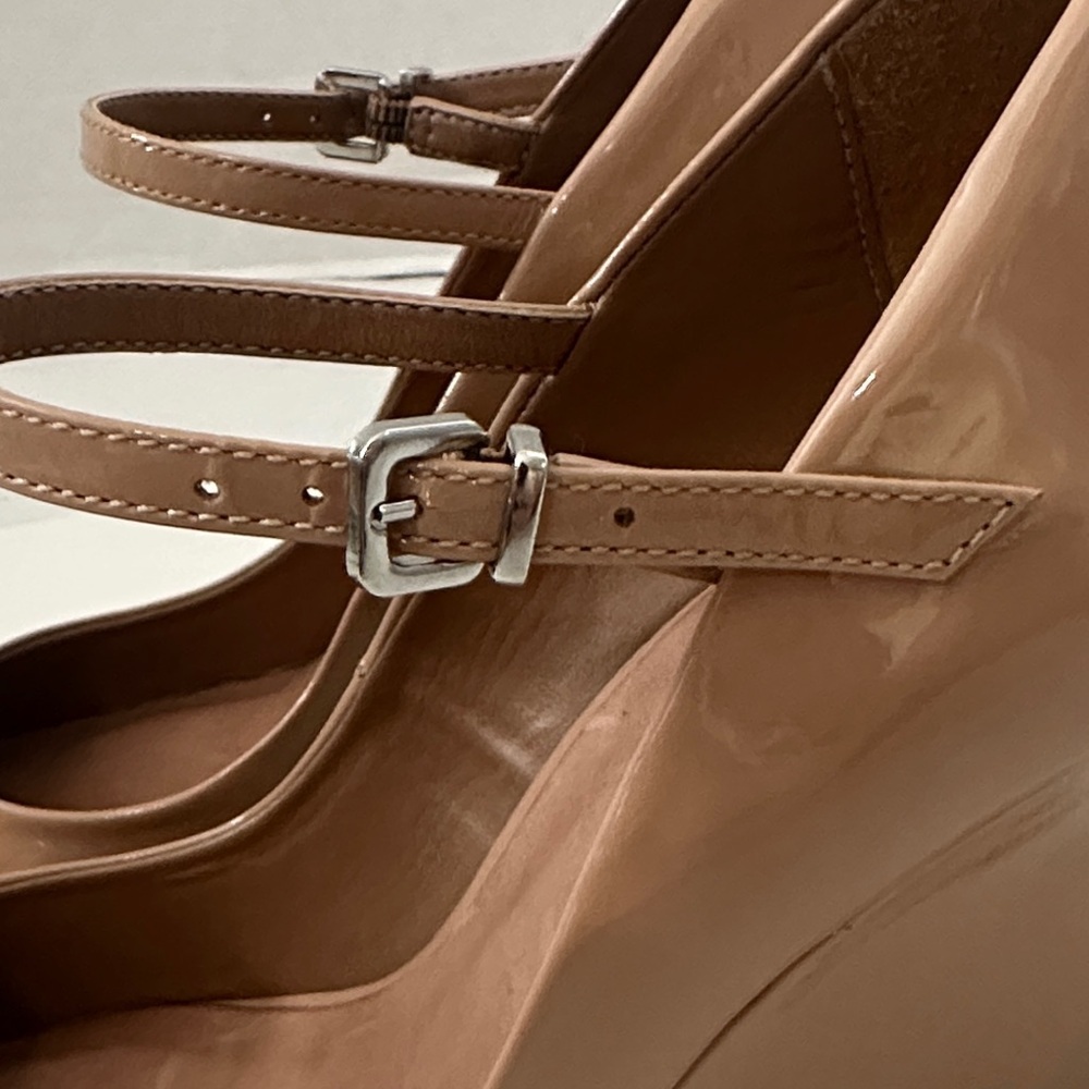 Maeve for Anthro The Sibley Mary Jane Patent Leather Wedge Heels nude 40 or 9.5 - Picture 5 of 12